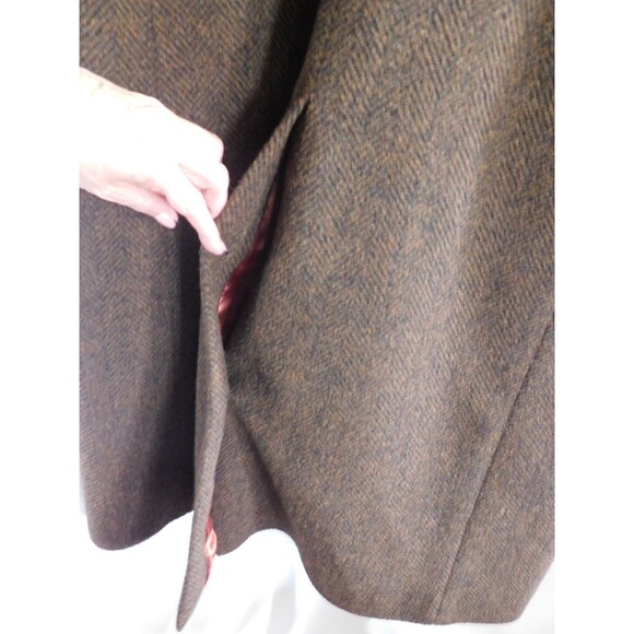 Vintage Burberrys Long Coat Womens Rust & Black Wool Cashmere Size 14R - Picture 13 of 16
